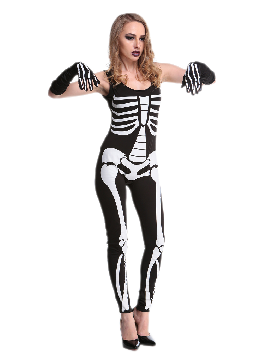 F1731 skeleton halloween costume catsuit